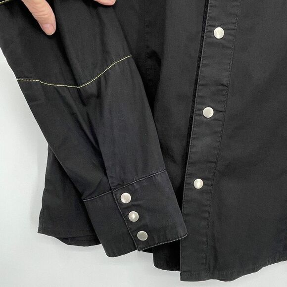 Lip Service Black Yellow Vintage Goth Punk Dual Zip Bondage Snap Shirt XL - Picture 3 of 8